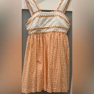 Mable Peach and White Checkered Gingham Dress Size Large